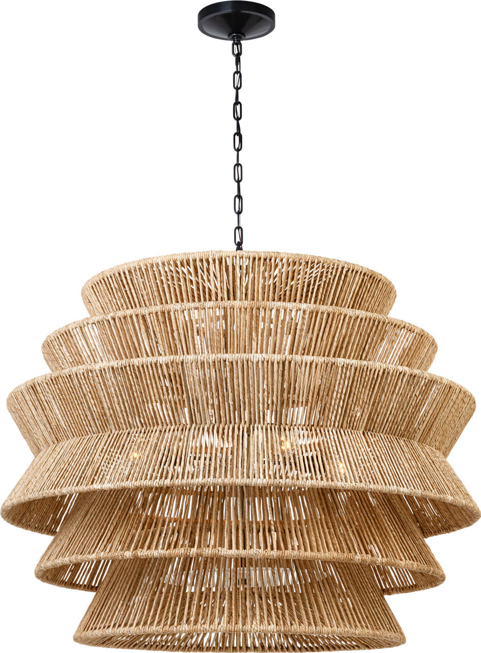 Antigua XL Drum Chandelier | Bronze and Natural Abaca