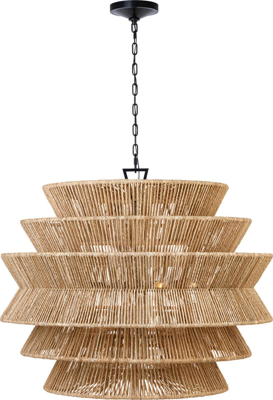 Antigua XL Drum Chandelier | Bronze and Natural Abaca