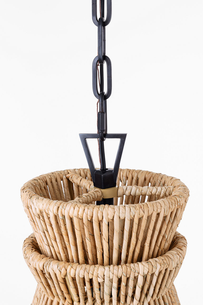 Antigua 10" Pendant | Bronze and Natural Abaca
