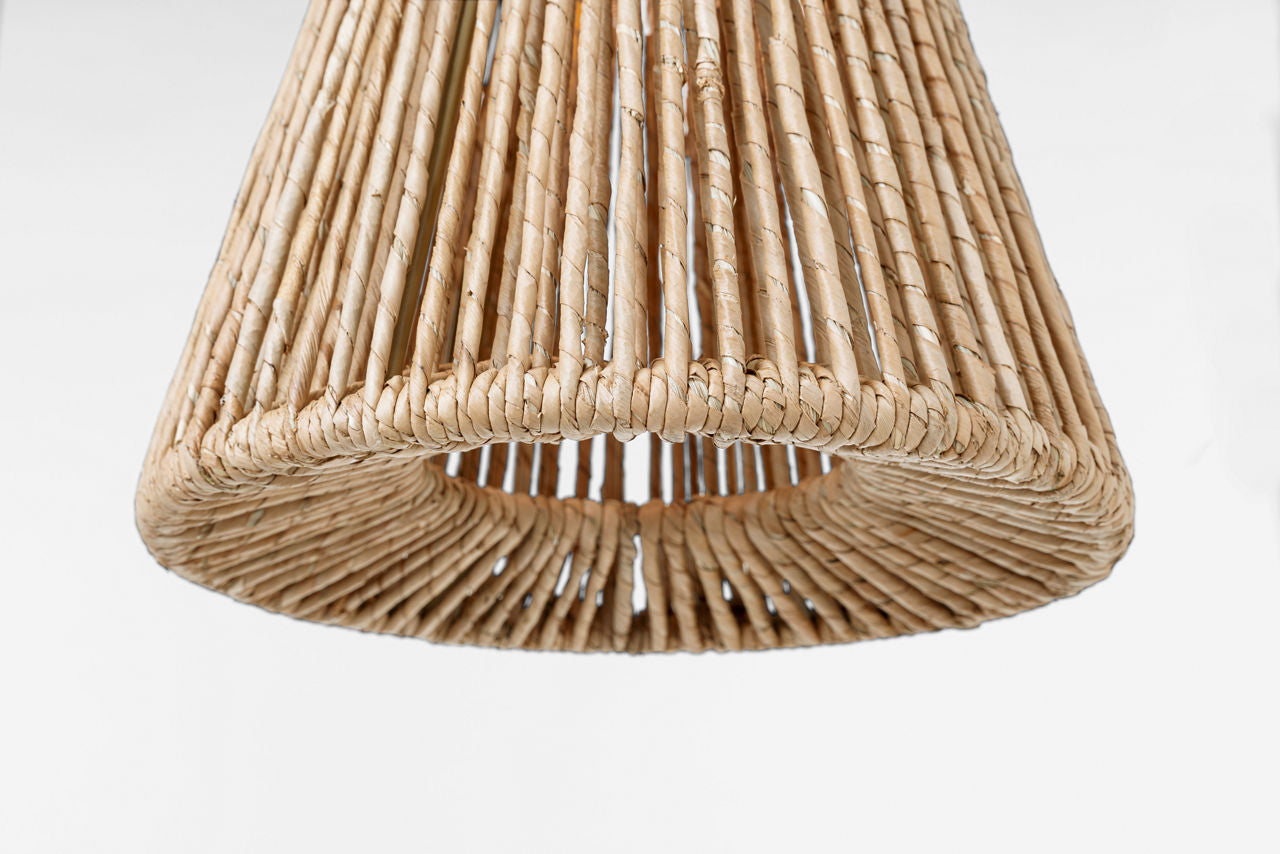 Antigua 10" Pendant | Bronze and Natural Abaca
