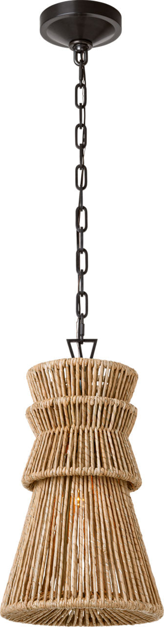 Antigua 10" Pendant | Bronze and Natural Abaca