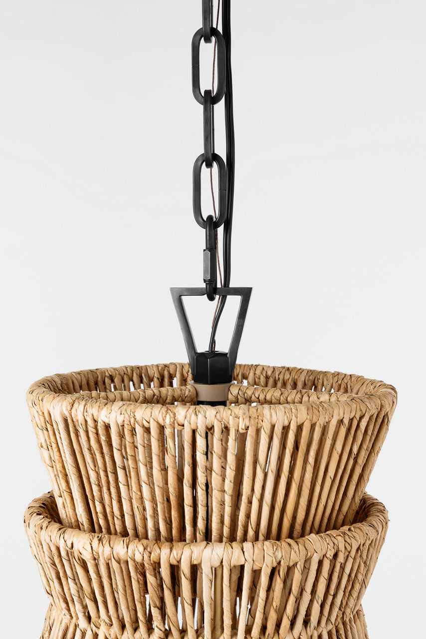 Antigua 13" Pendant | Bronze and Natural Abaca