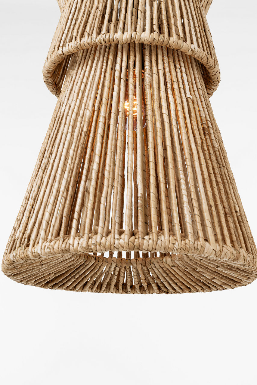 Antigua 13" Pendant | Bronze and Natural Abaca