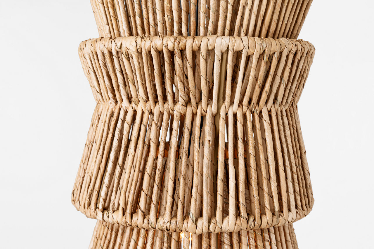 Antigua 13" Pendant | Bronze and Natural Abaca