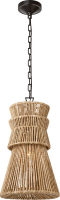 Antigua 13" Pendant | Bronze and Natural Abaca