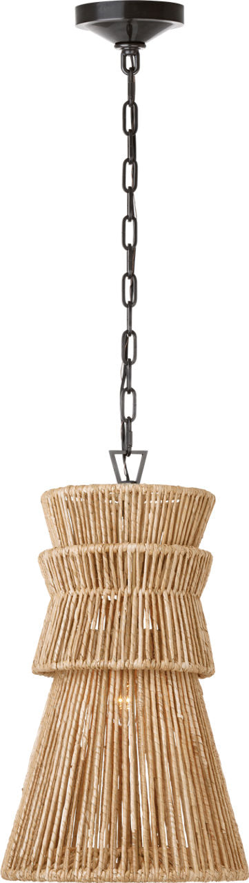 Antigua 13" Pendant | Bronze and Natural Abaca