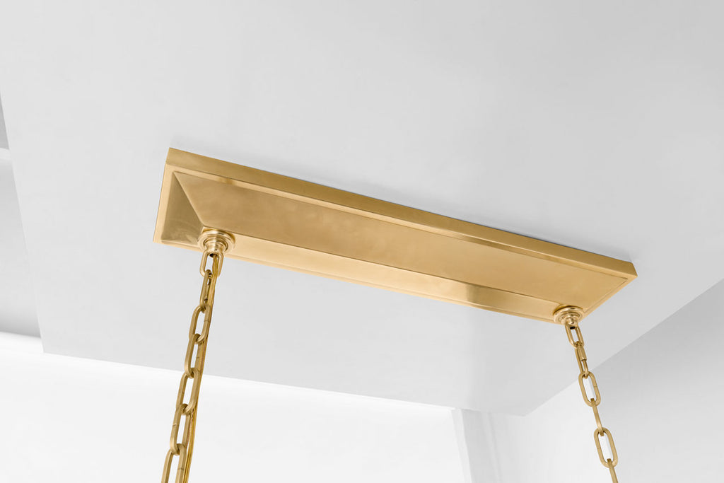 Antigua 54" Linear | Antique-Burnished Brass and Natural Abaca