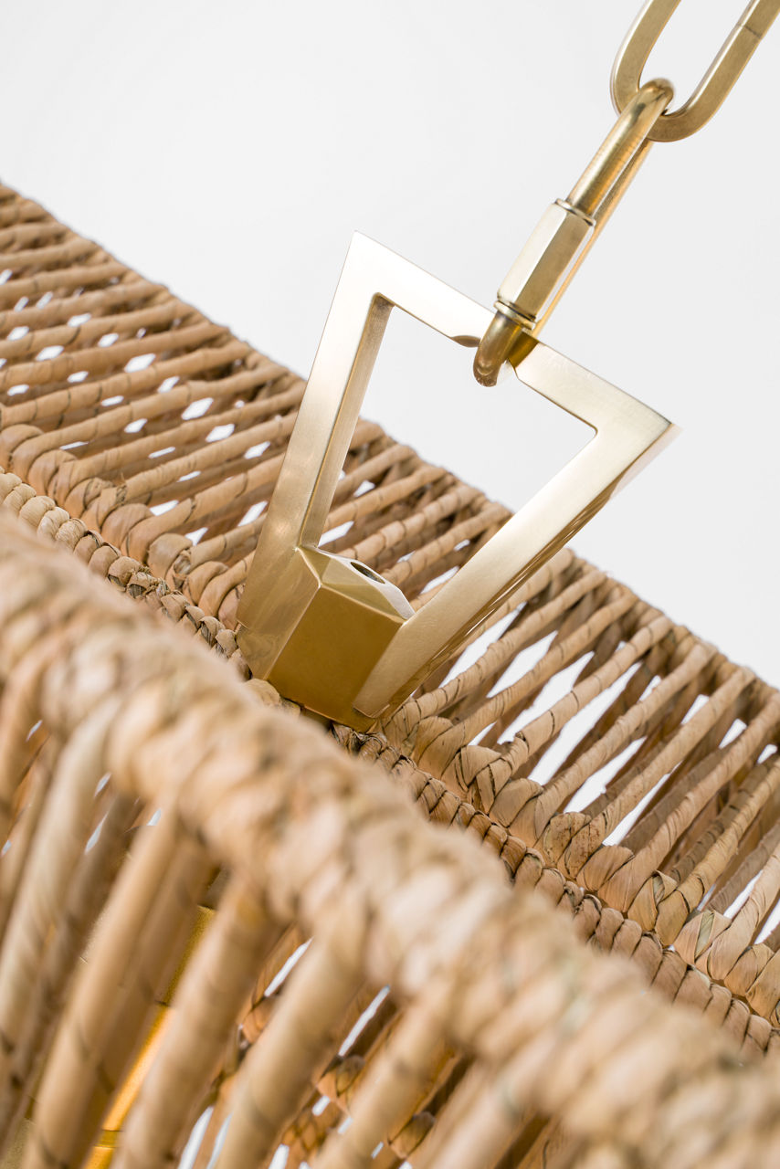 Antigua 54" Linear | Antique-Burnished Brass and Natural Abaca