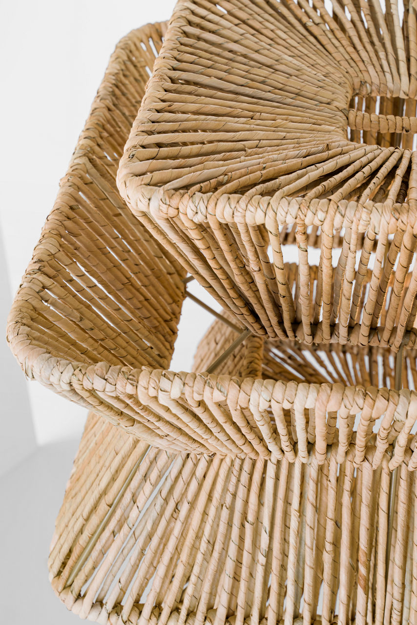 Antigua 54" Linear | Antique-Burnished Brass and Natural Abaca
