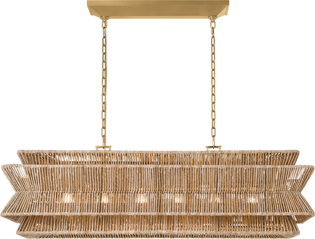Antigua 54" Linear | Antique-Burnished Brass and Natural Abaca