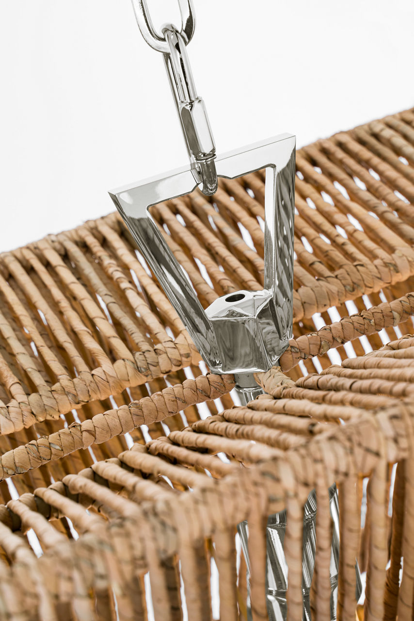 Antigua 54" Linear | Polished Nickel and Natural Abaca