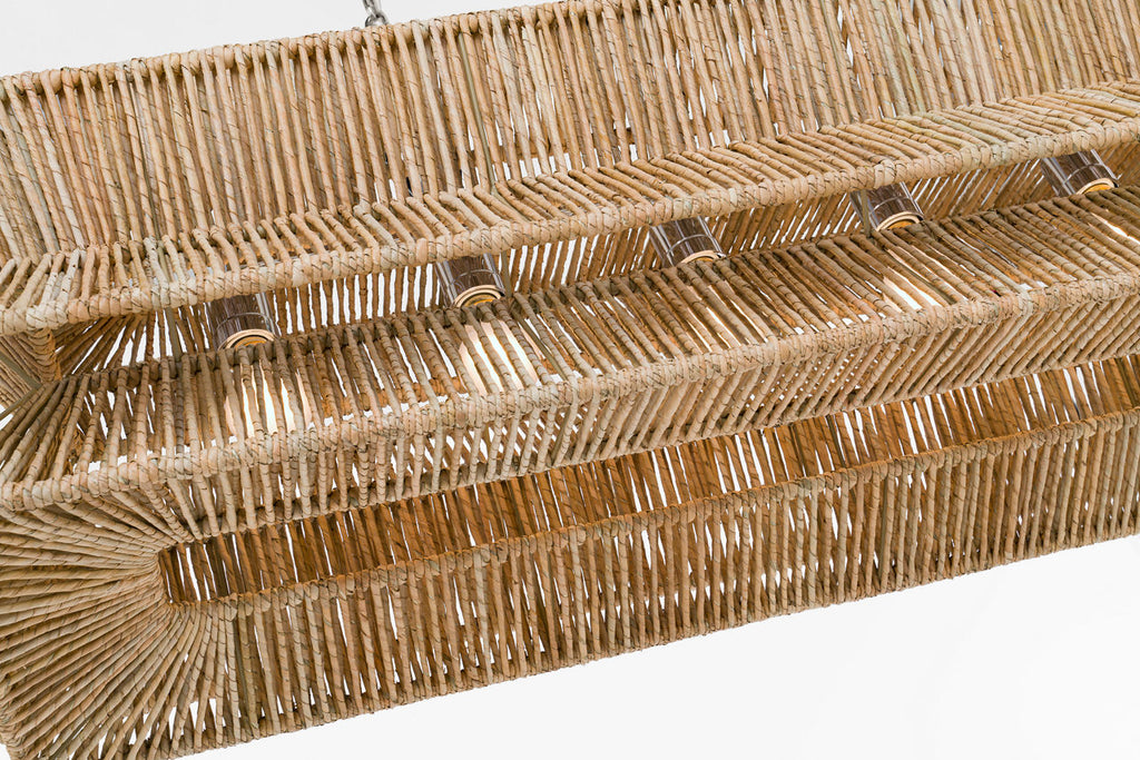 Antigua 54" Linear | Polished Nickel and Natural Abaca