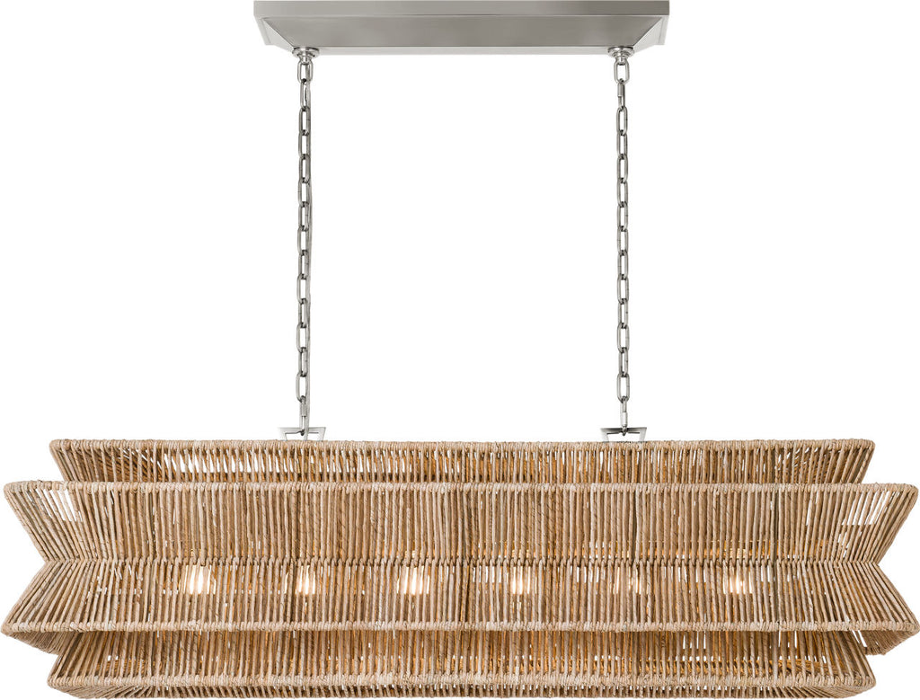 Antigua 54" Linear | Polished Nickel and Natural Abaca