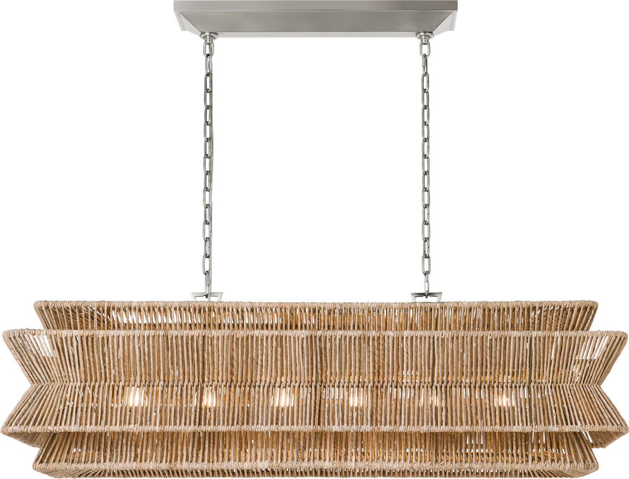 Antigua 54" Linear | Polished Nickel and Natural Abaca