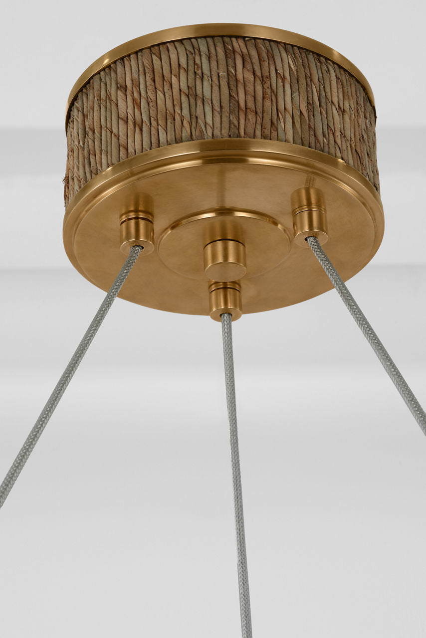 Kayden 40" Ring Chandelier | Antique-Burnished Brass and Natural Abaca