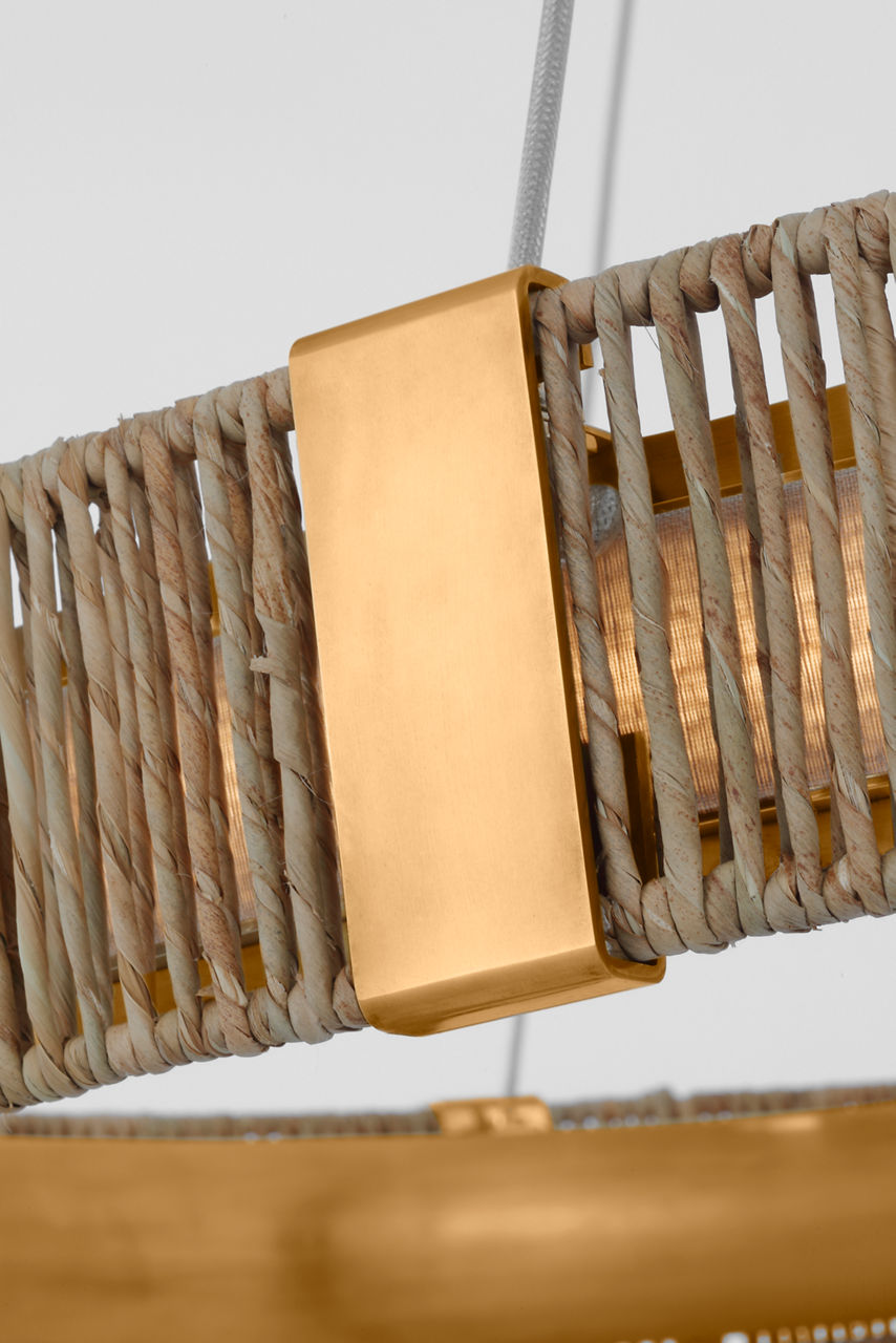 Kayden 40" Ring Chandelier | Antique-Burnished Brass and Natural Abaca