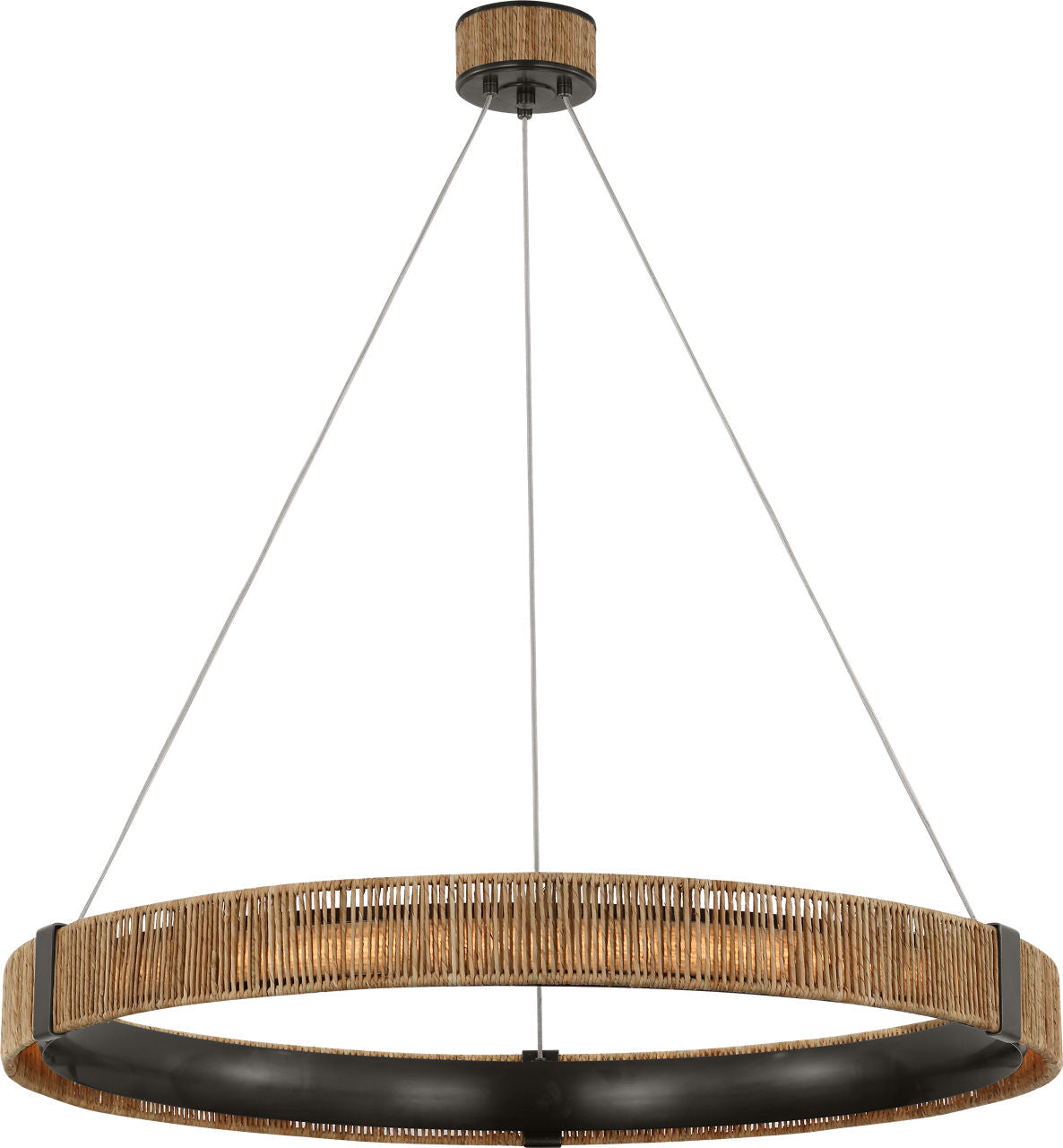 Kayden 40" Ring Chandelier | Bronze and Natural Abaca