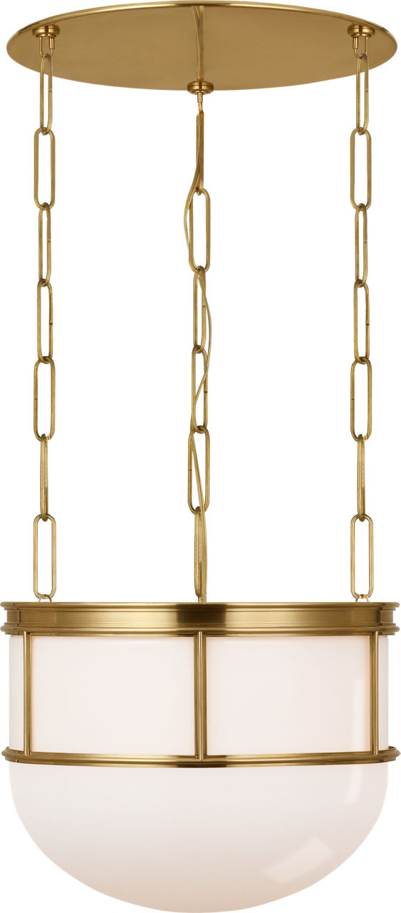 Martil 17" Lantern | Antique-Burnished Brass | White Glass