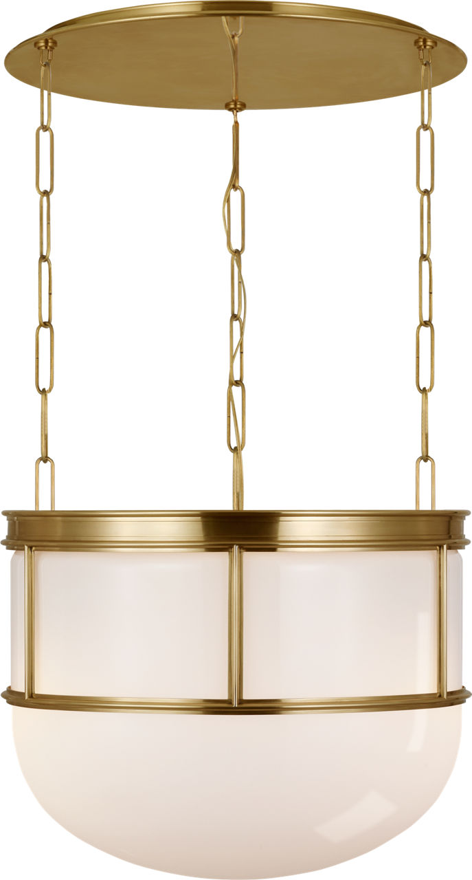 Martil 24" Lantern | Antique-Burnished Brass | White Glass