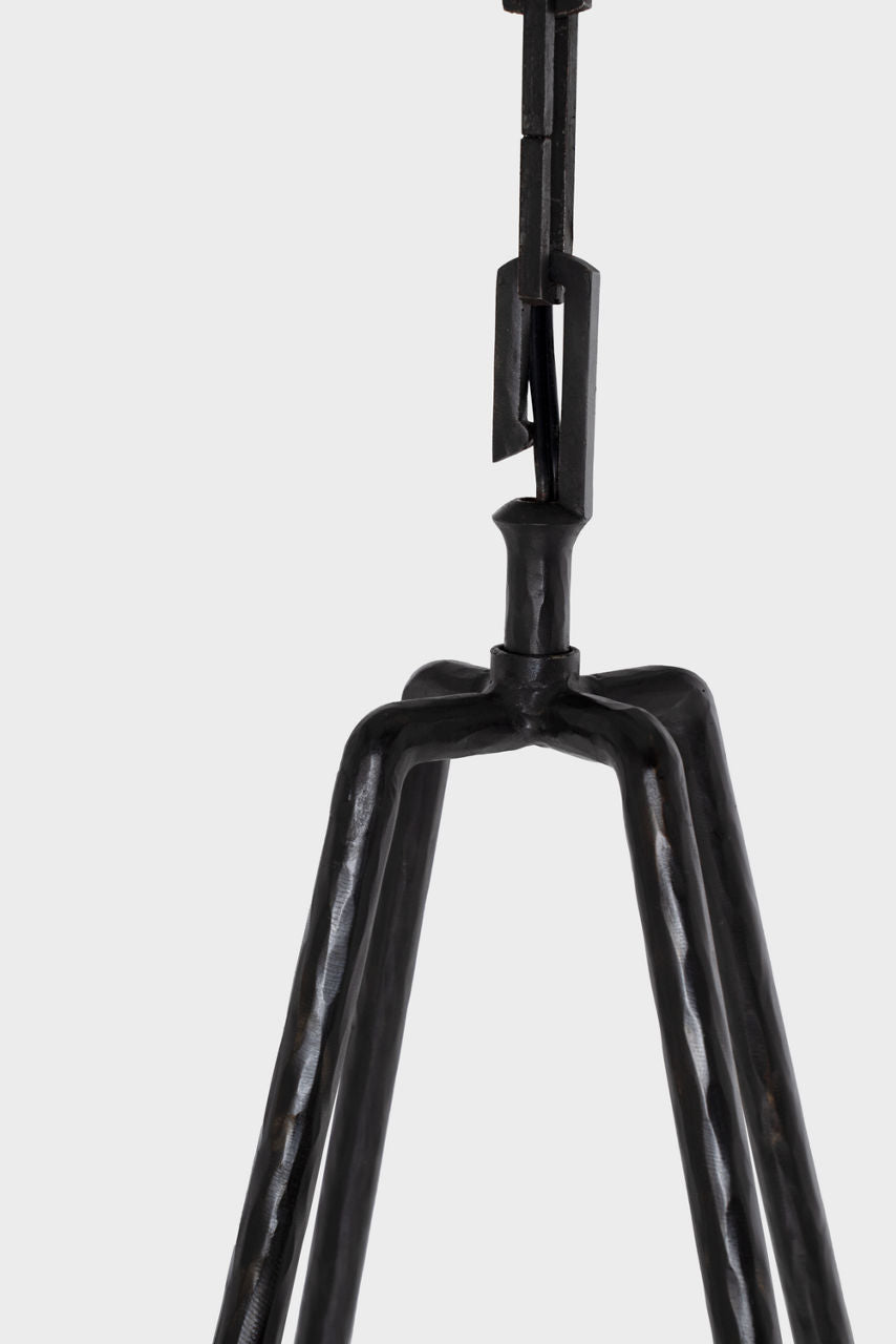 Ashton Extra Large Four Light Sculpted Chandelier | Aged Iron | Linen Shades