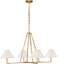 Ashton Extra Large Four Light Sculpted Chandelier | Gilded Iron | Linen Shades