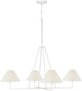 Ashton Extra Large Four Light Sculpted Chandelier | Plaster White | Linen Shades