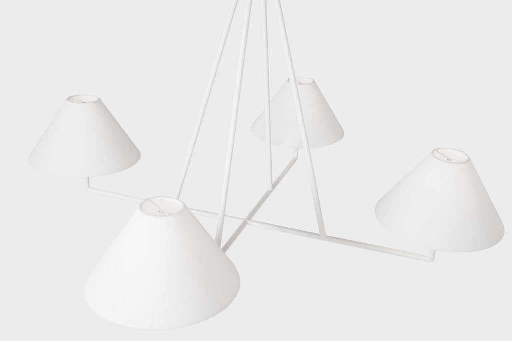 Ashton Extra Large Four Light Sculpted Chandelier | Plaster White | Linen Shades
