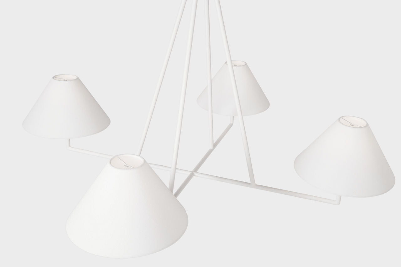Ashton Extra Large Four Light Sculpted Chandelier | Plaster White | Linen Shades