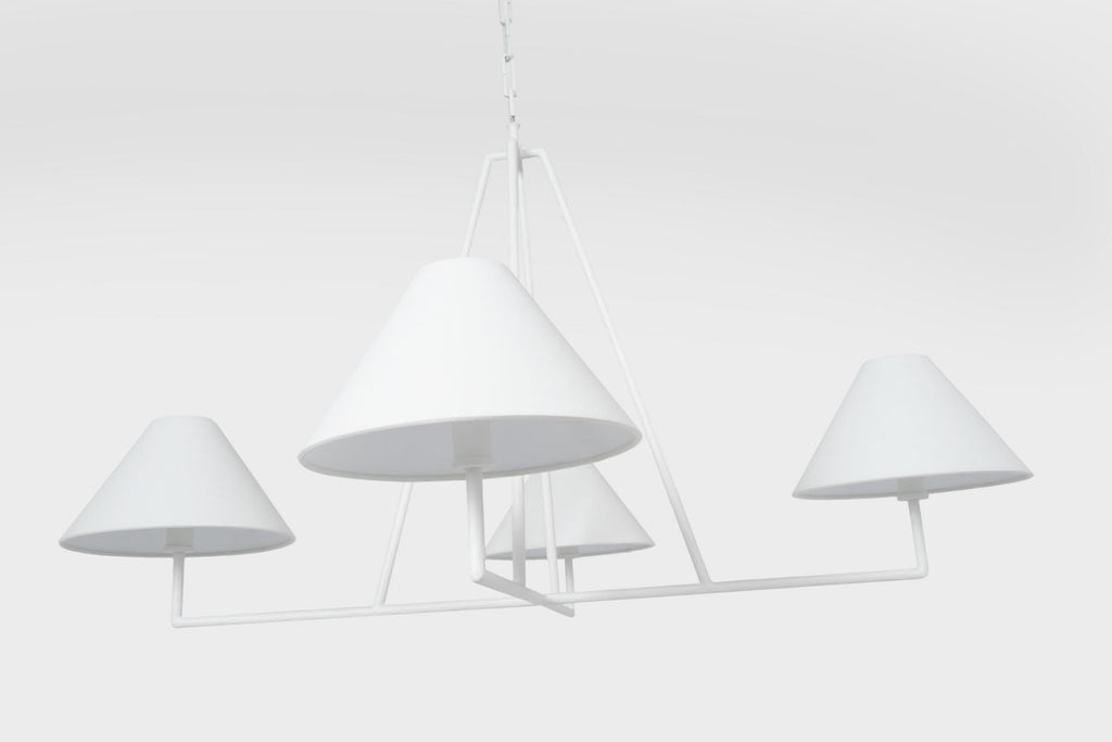 Ashton Extra Large Four Light Sculpted Chandelier | Plaster White | Linen Shades