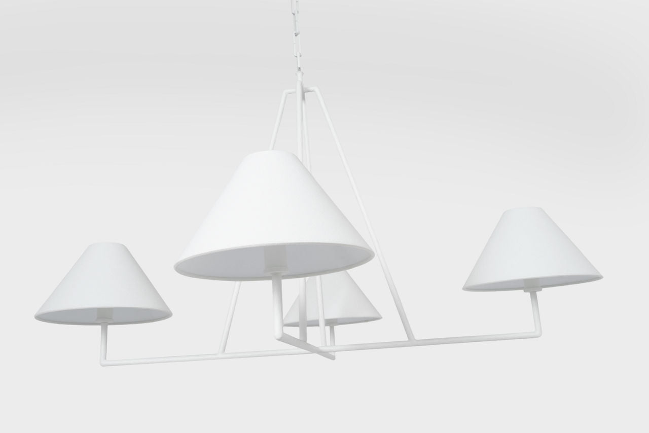 Ashton Extra Large Four Light Sculpted Chandelier | Plaster White | Linen Shades