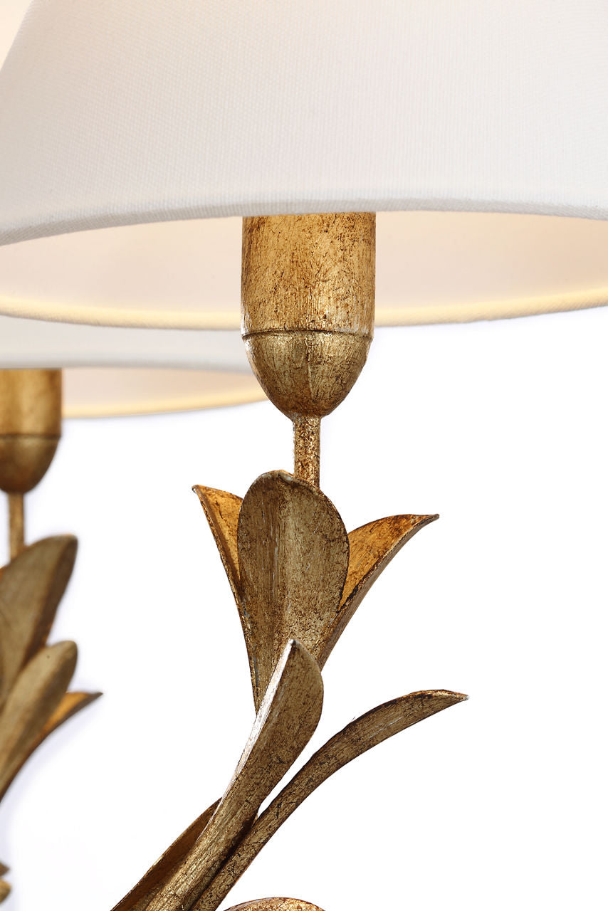 Provenz 32" 6 Light Chandelier | French Gild | Linen Shades