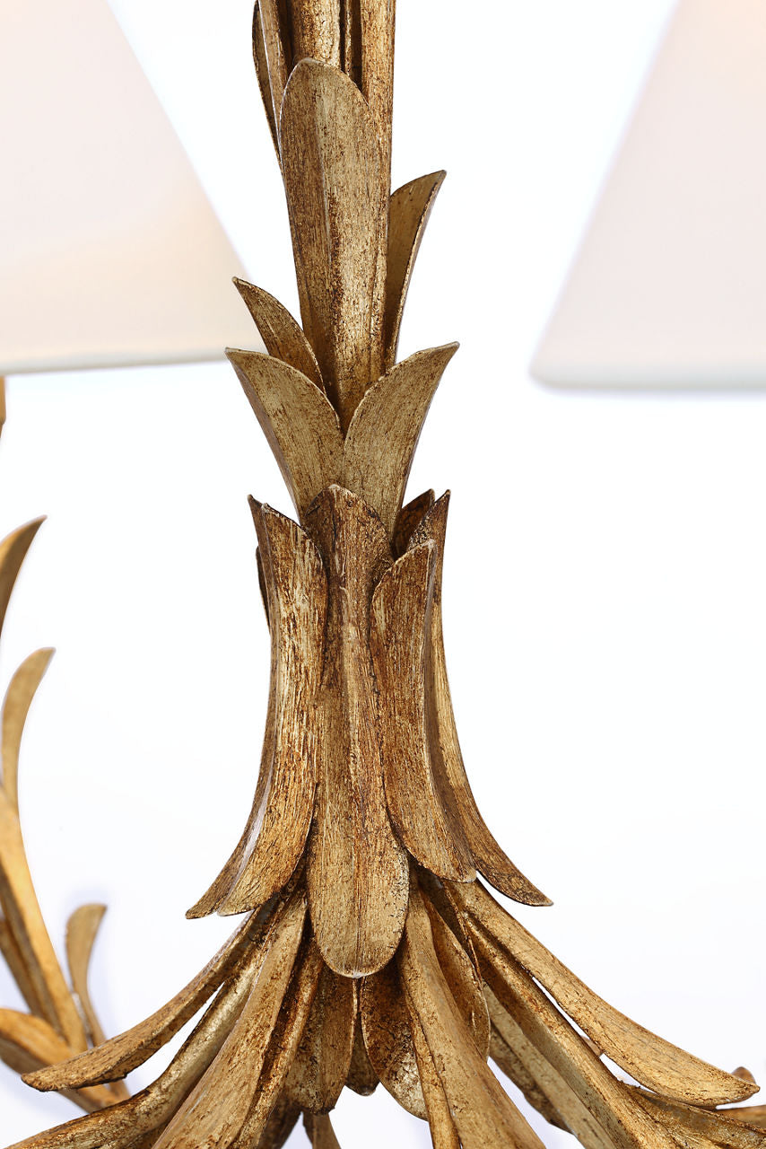 Provenz 32" 6 Light Chandelier | French Gild | Linen Shades