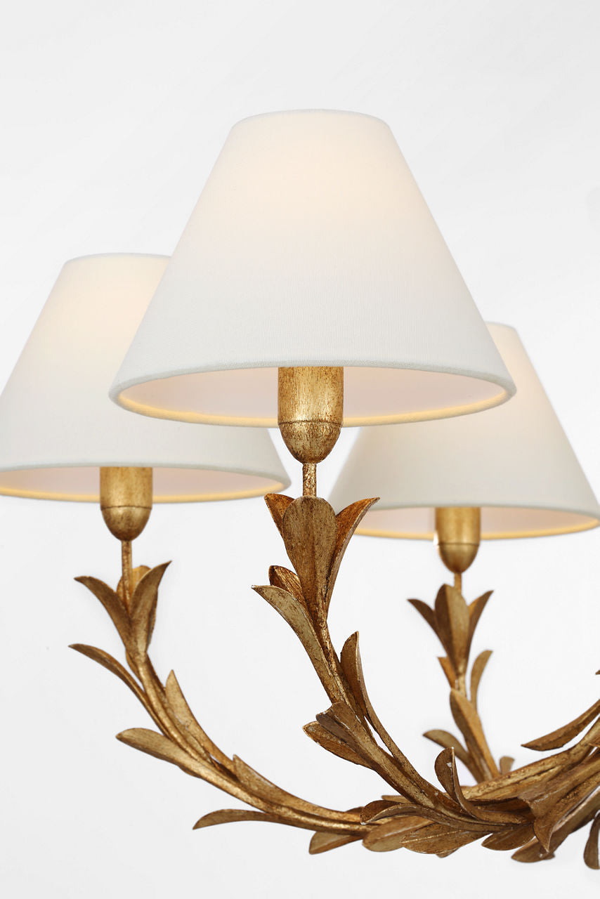 Provenz 32" 6 Light Chandelier | French Gild | Linen Shades