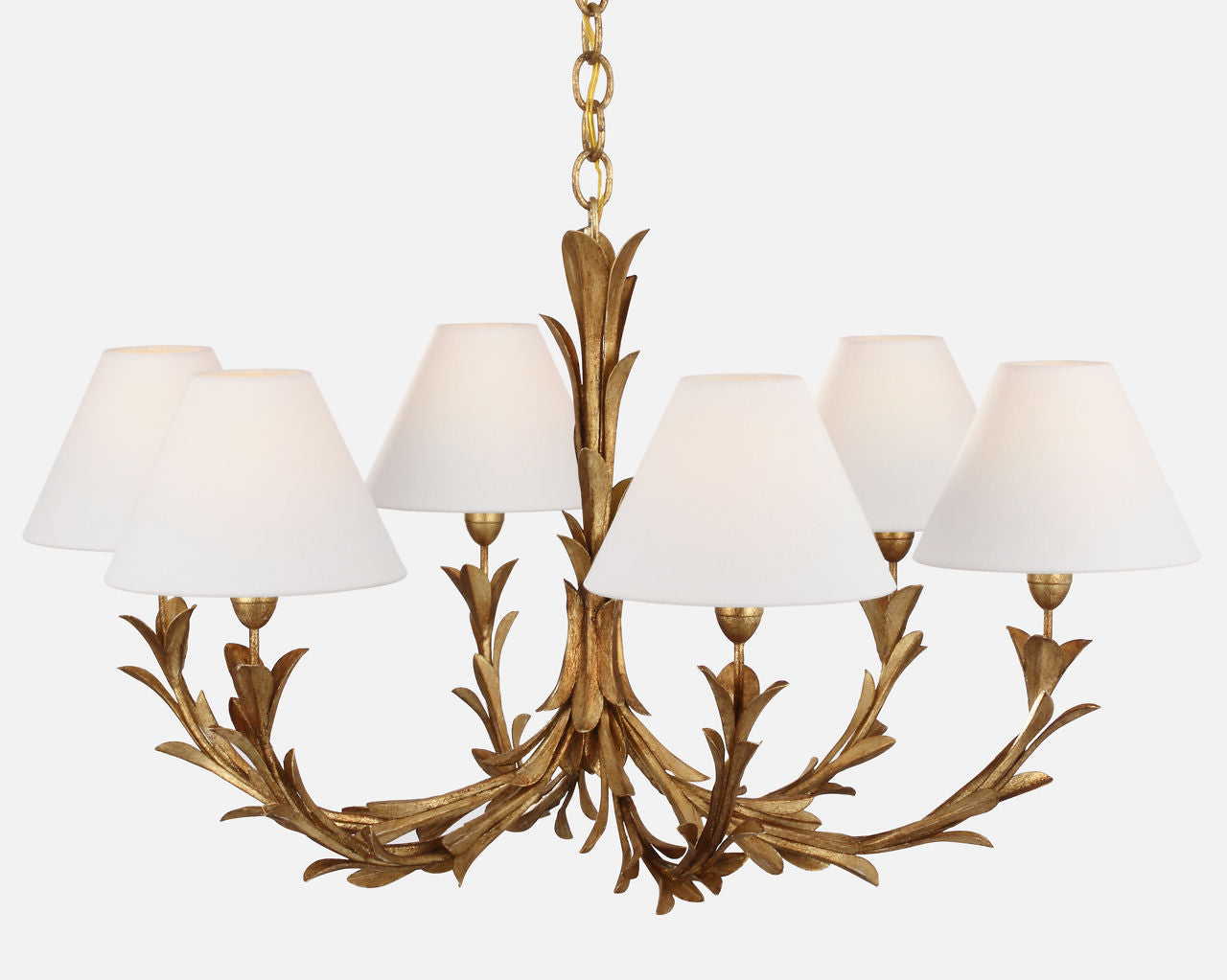Provenz 32" 6 Light Chandelier | French Gild | Linen Shades