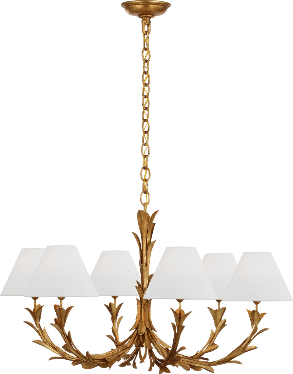 Provenz 32" 6 Light Chandelier | French Gild | Linen Shades