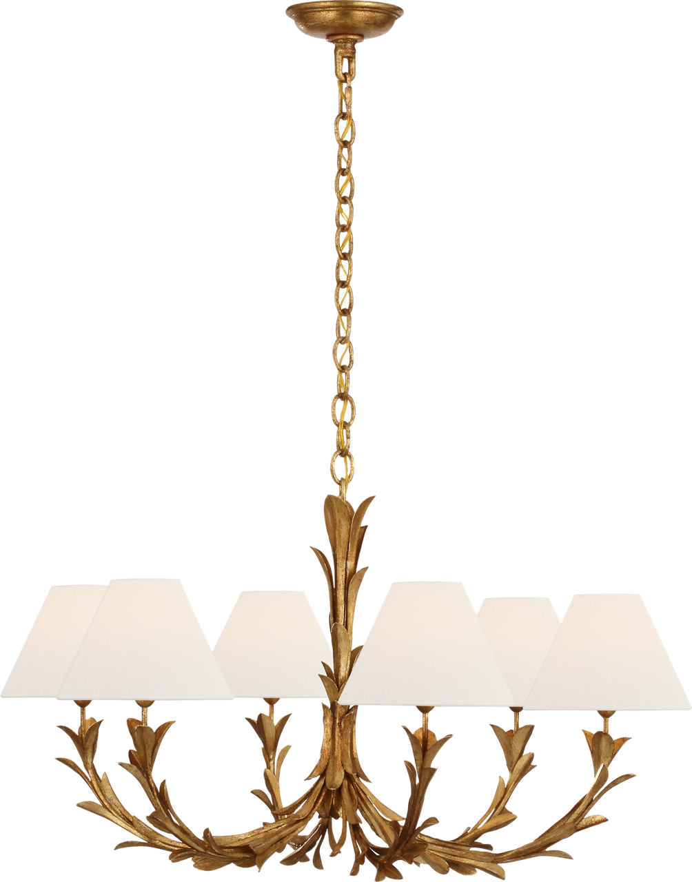 Provenz 32" 6 Light Chandelier | French Gild | Linen Shades