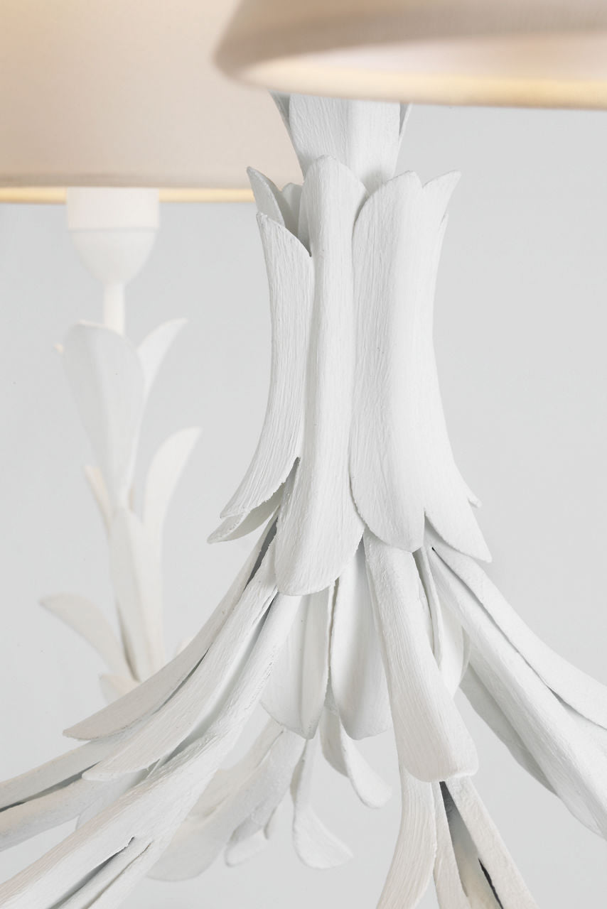 Provenz 32" 6 Light Chandelier | Plaster White | Linen Shades