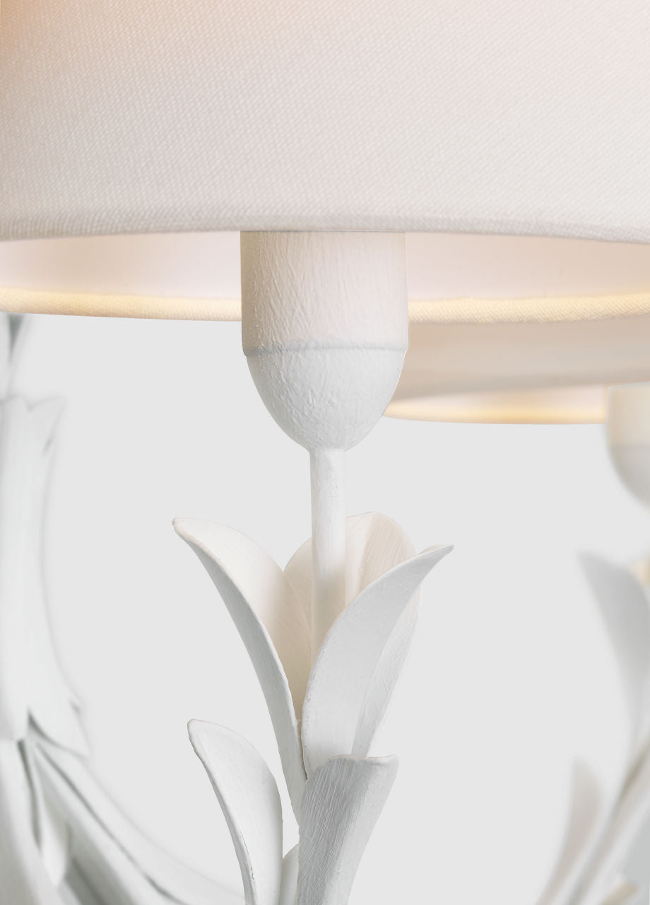 Provenz 32" 6 Light Chandelier | Plaster White | Linen Shades