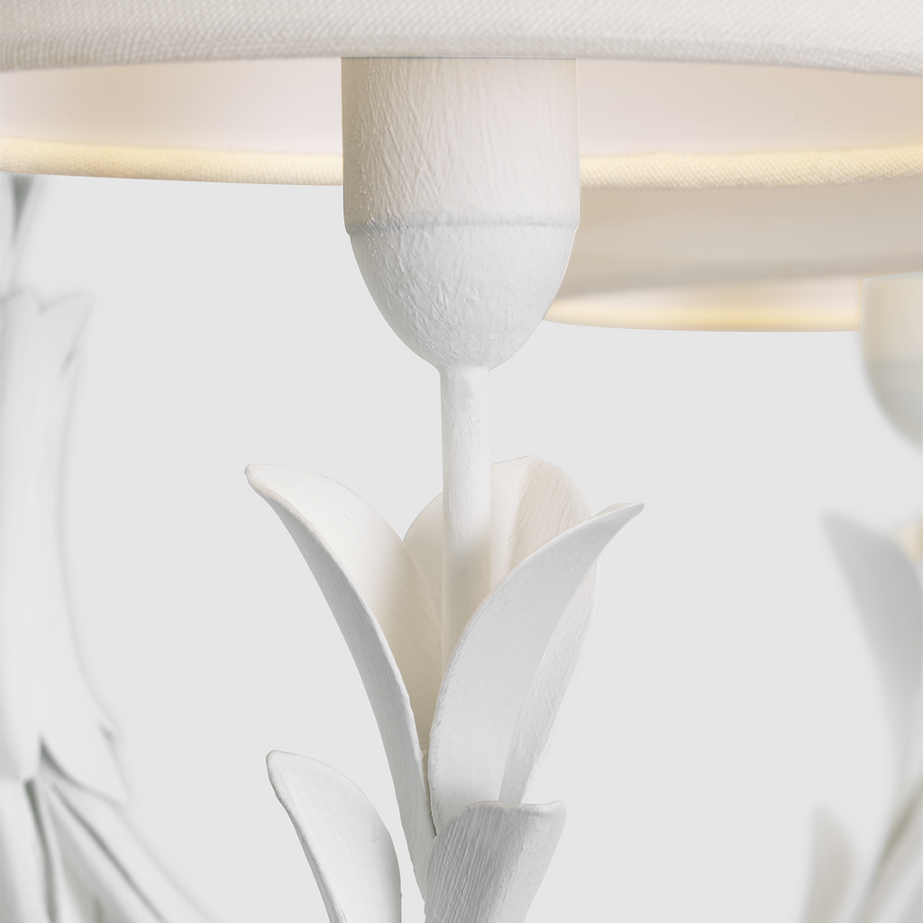 Provenz 32" 6 Light Chandelier | Plaster White | Linen Shades