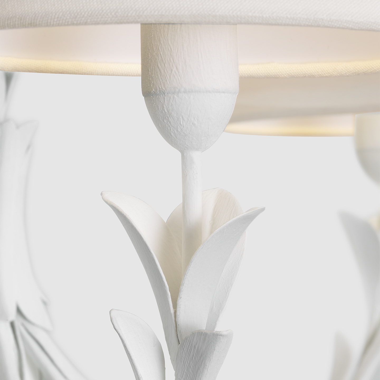 Provenz 32" 6 Light Chandelier | Plaster White | Linen Shades