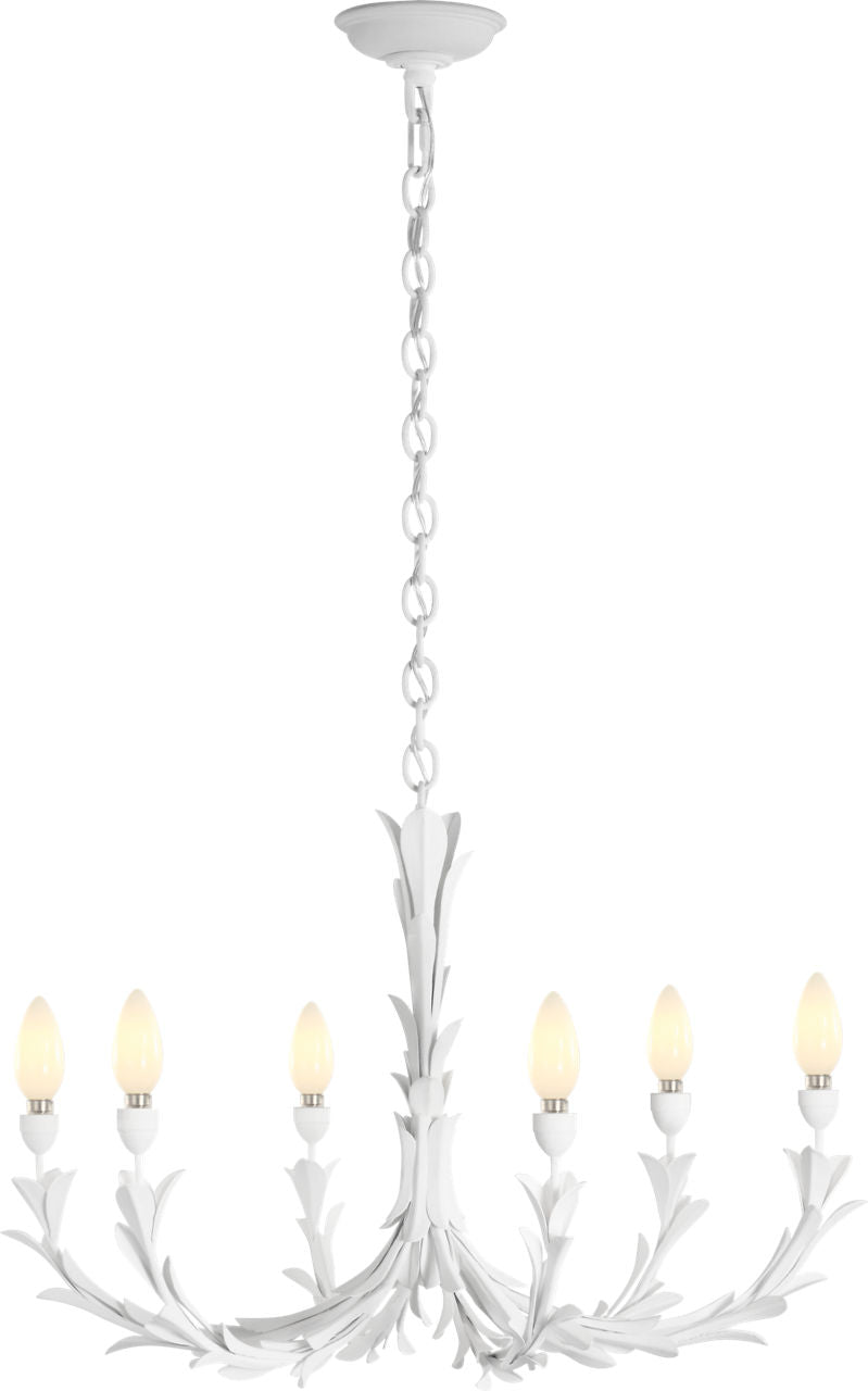 Provenz 32" 6 Light Chandelier | Plaster White | Linen Shades
