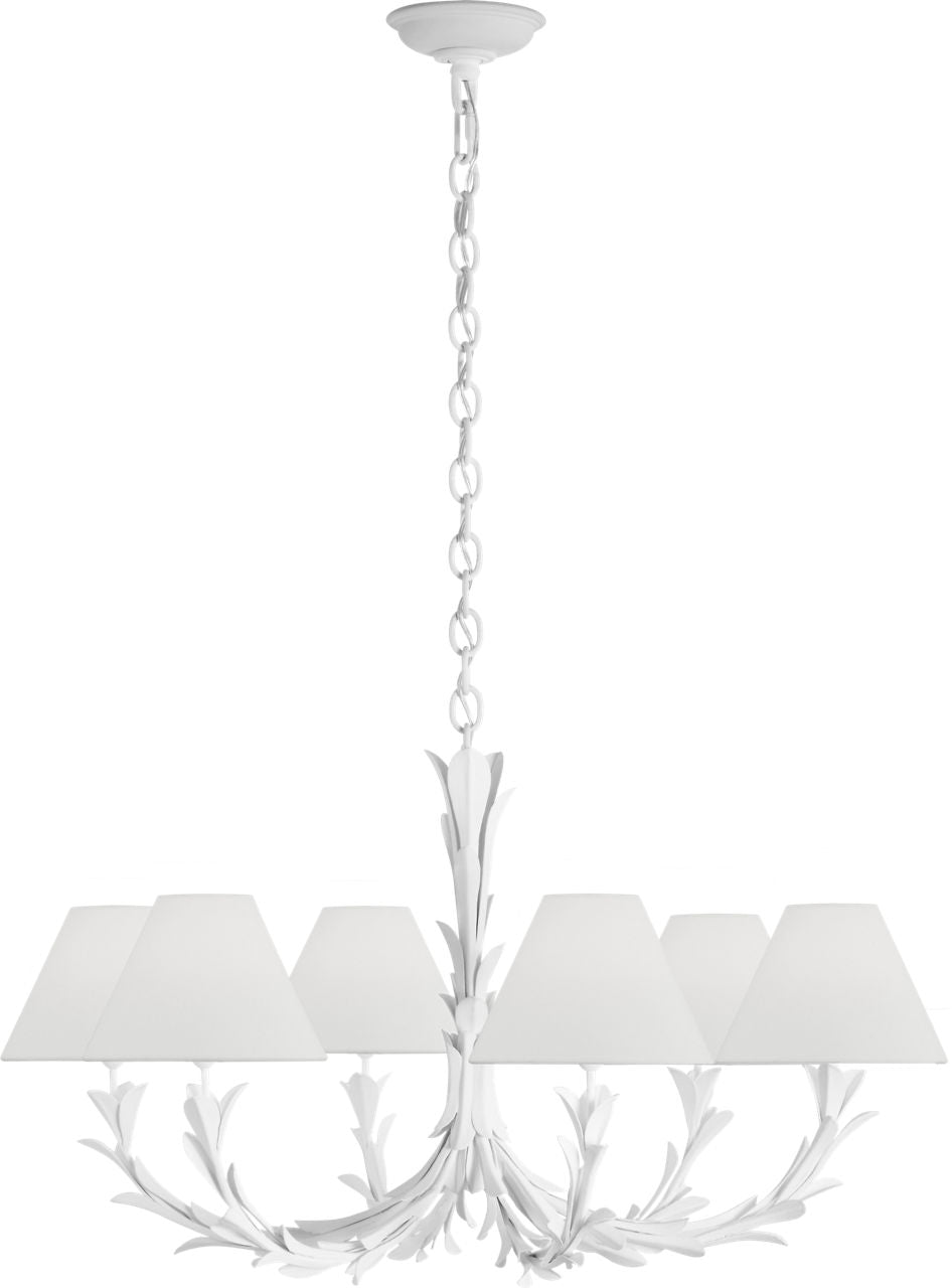 Provenz 32" 6 Light Chandelier | Plaster White | Linen Shades