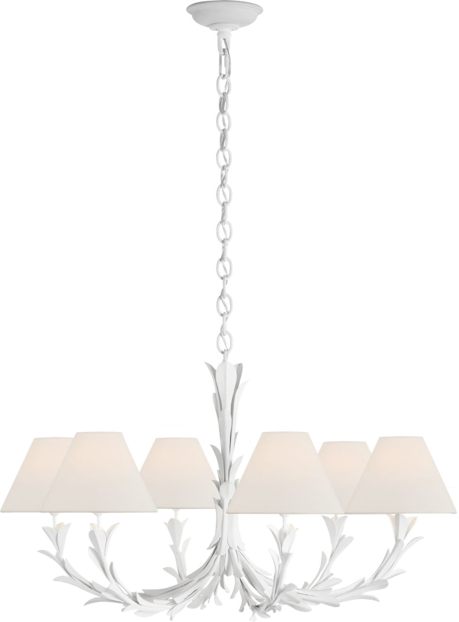 Provenz 32" 6 Light Chandelier | Plaster White | Linen Shades