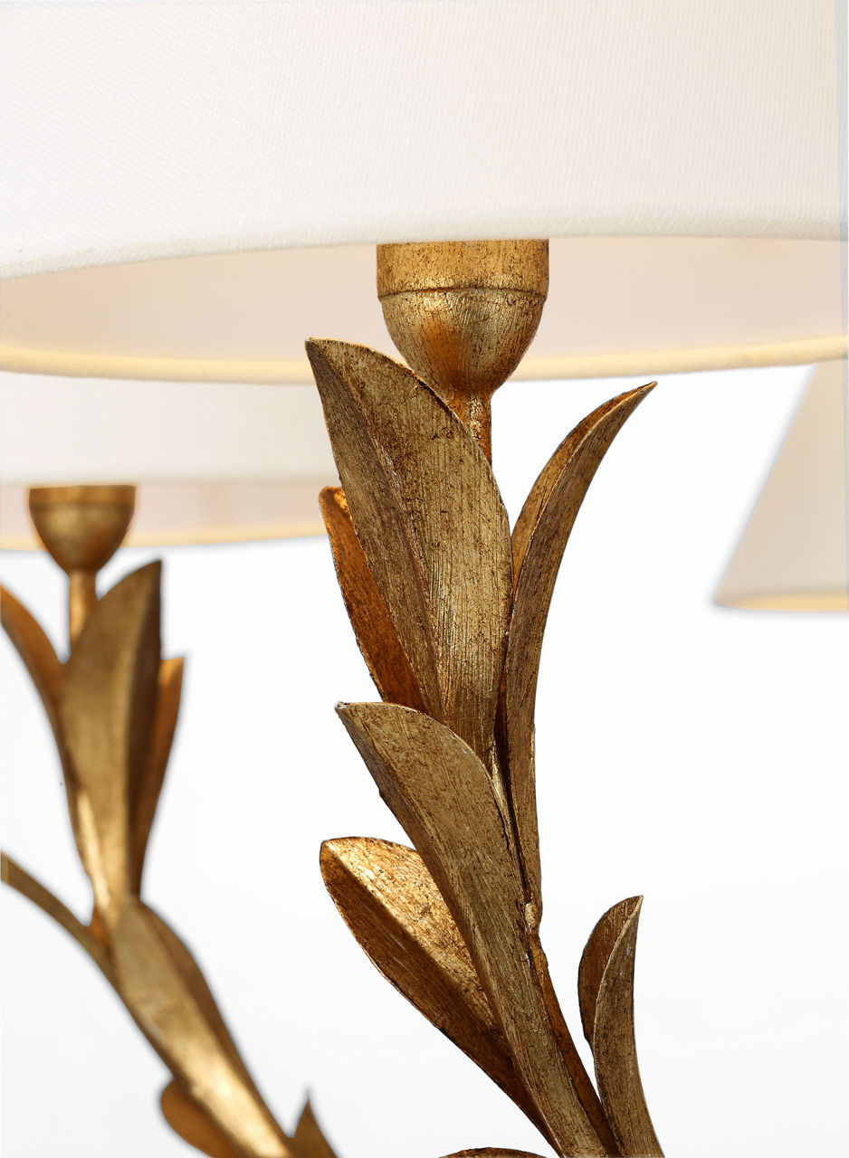 Provenz 42" 6 Light Chandelier | French Gild | Linen Shades