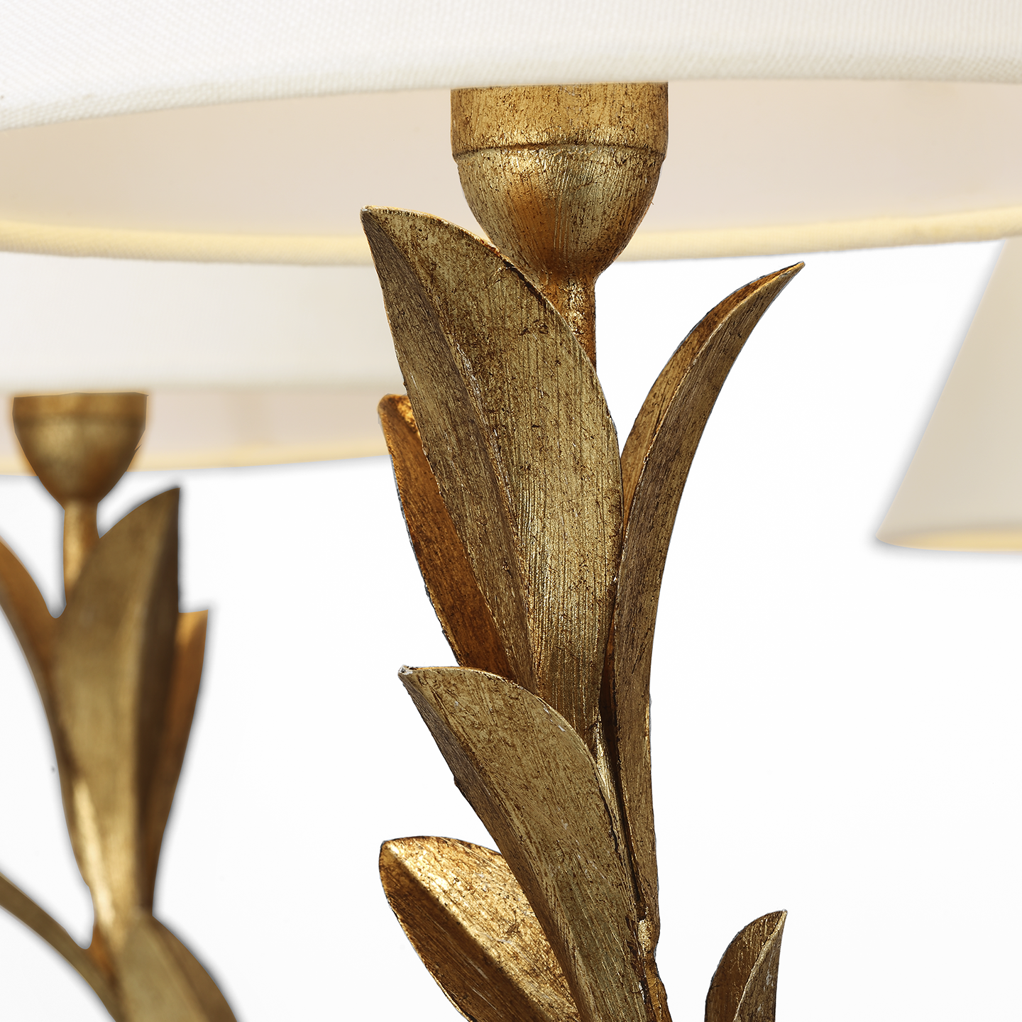 Provenz 42" 6 Light Chandelier | French Gild | Linen Shades