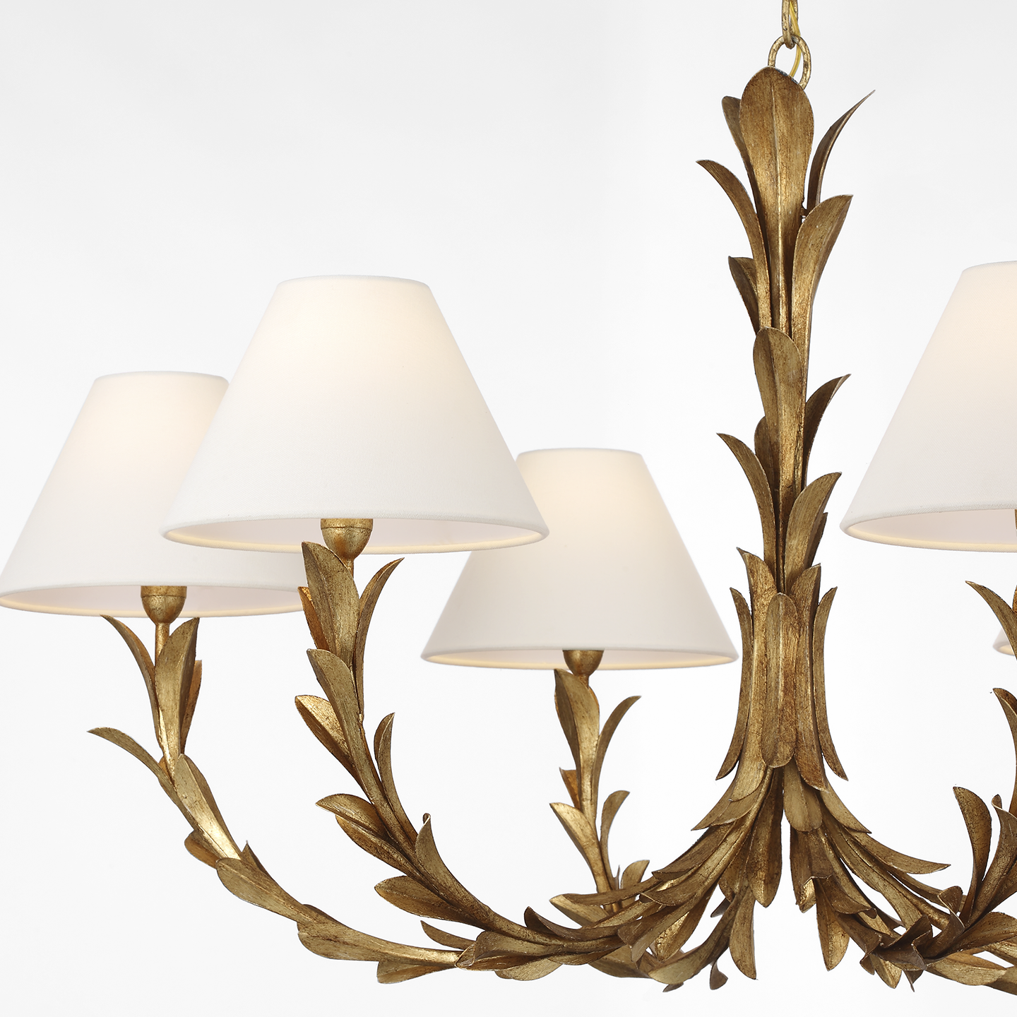 Provenz 42" 6 Light Chandelier | French Gild | Linen Shades