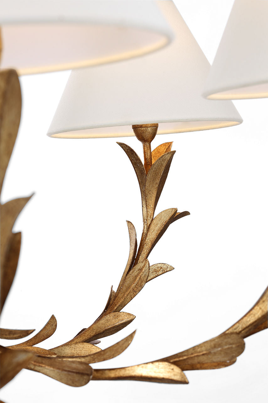 Provenz 42" 6 Light Chandelier | French Gild | Linen Shades