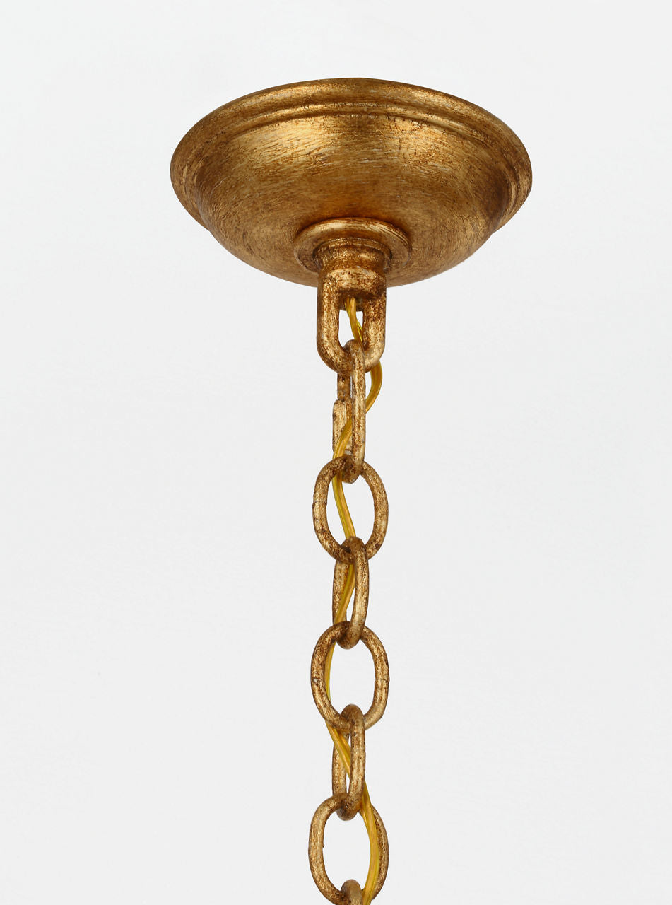 Provenz 42" 6 Light Chandelier | French Gild | Linen Shades
