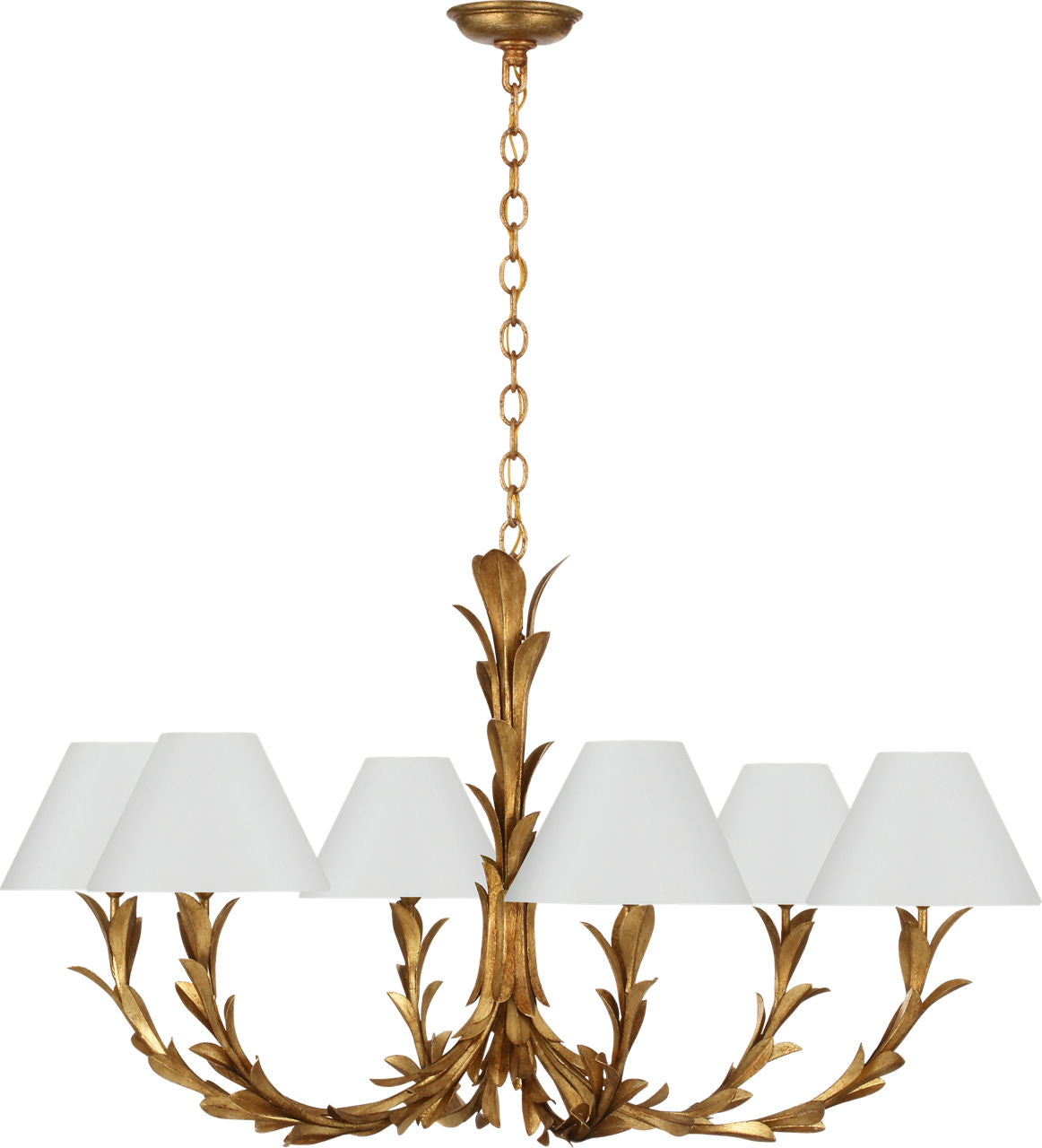 Provenz 42" 6 Light Chandelier | French Gild | Linen Shades