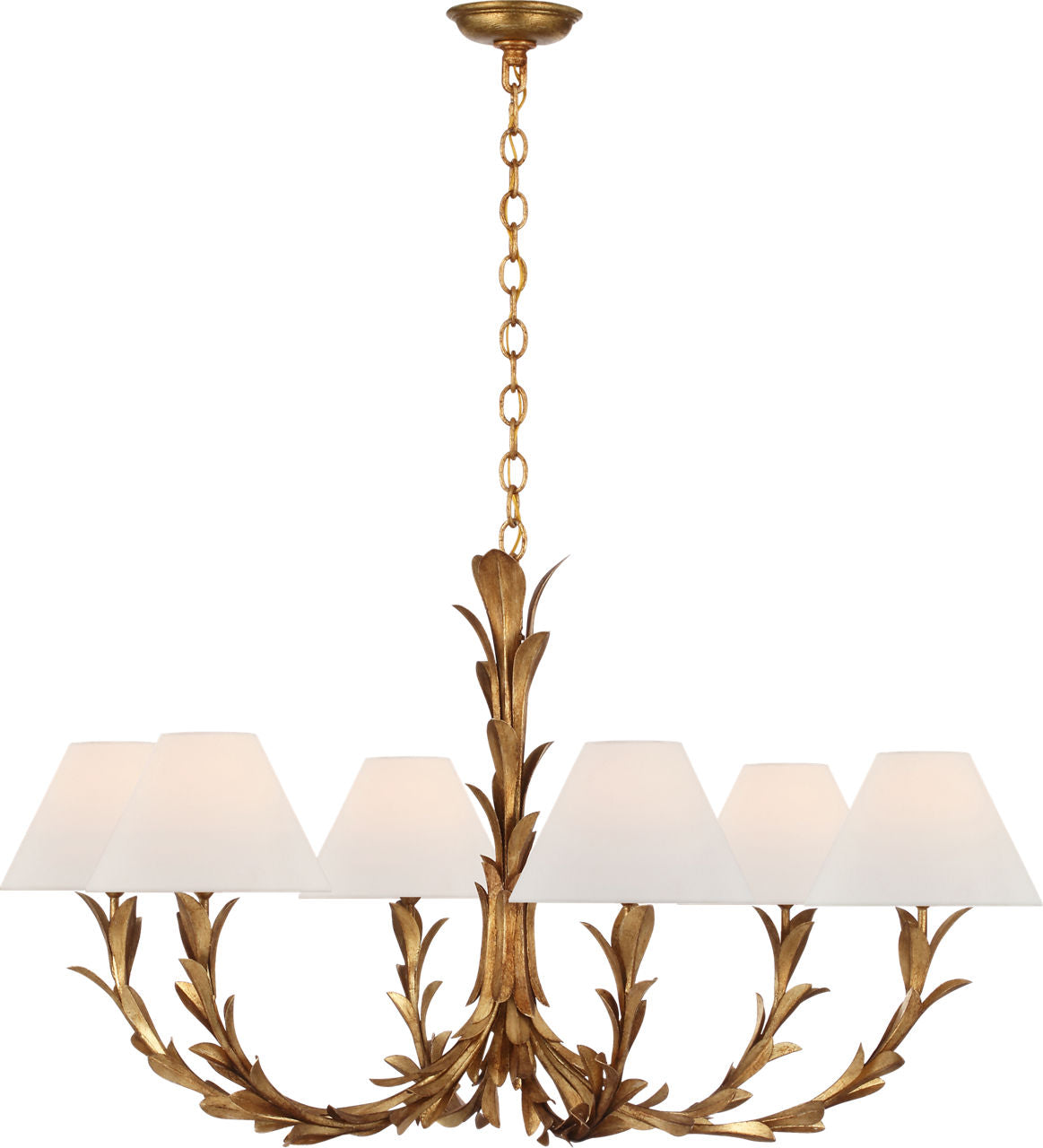 Provenz 42" 6 Light Chandelier | French Gild | Linen Shades